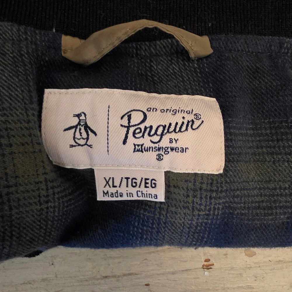 Penguin by Munsingwear Olive Green Bomber Track Jacket Size XL Good Condition‎